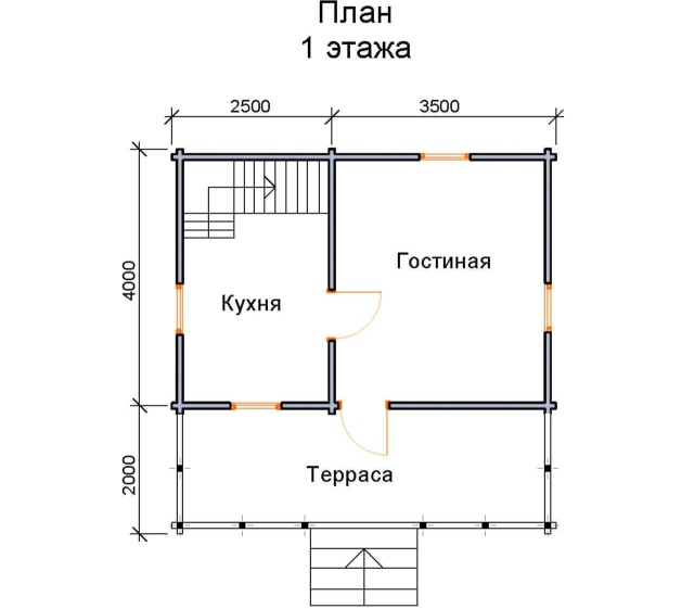 Проект дома из клееного бруса № 15009 - план первого этажа